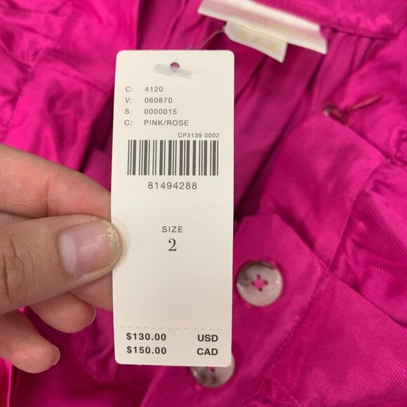 Maeve Tulip Satin Skirt Women 2 Anthropologie Pink Rose Front Split Button Front - Picture 5 of 16